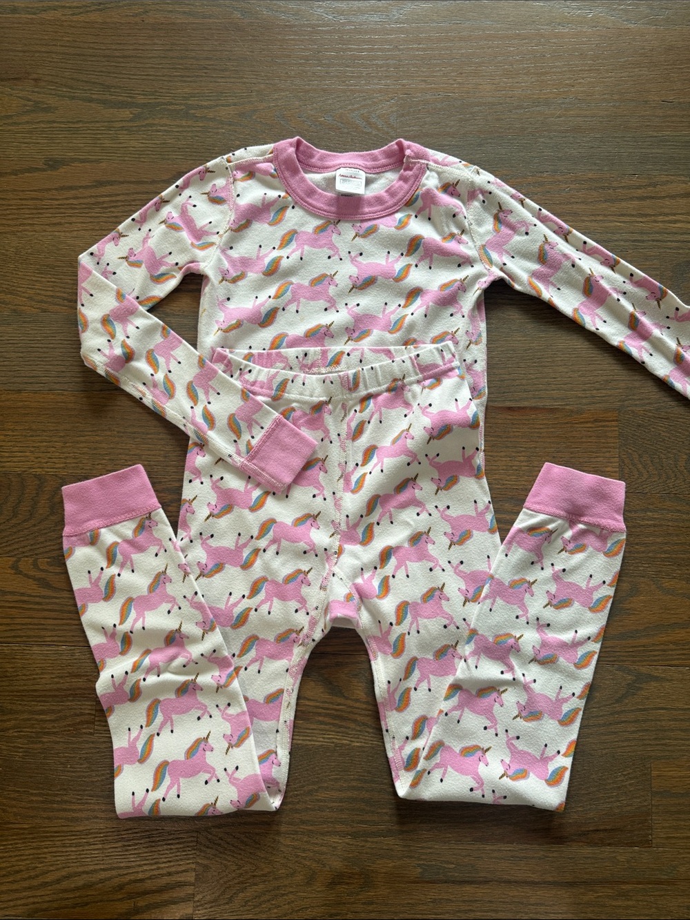 Hanna Andersson Pink and Cream Unicorn Long Sleeve Pajama Set